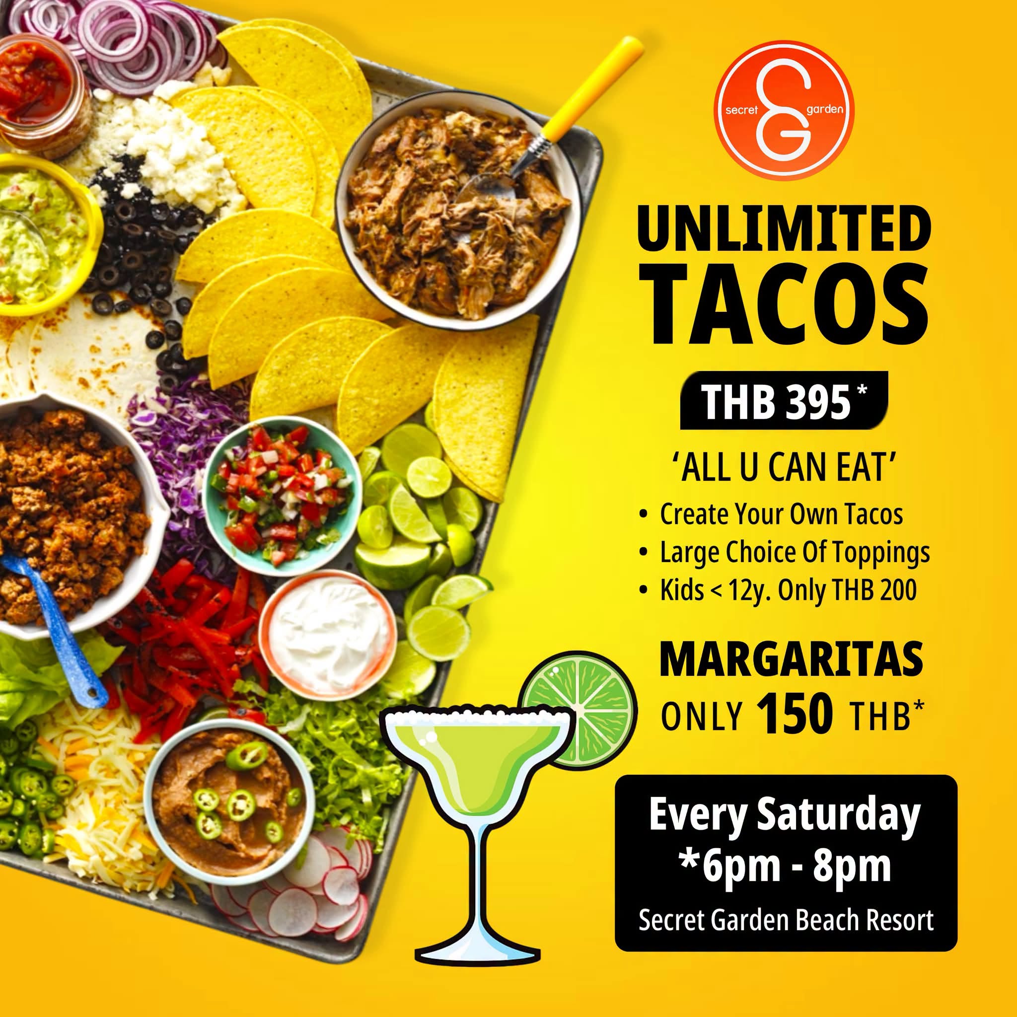 Unlimited Taco Saturdays flyer