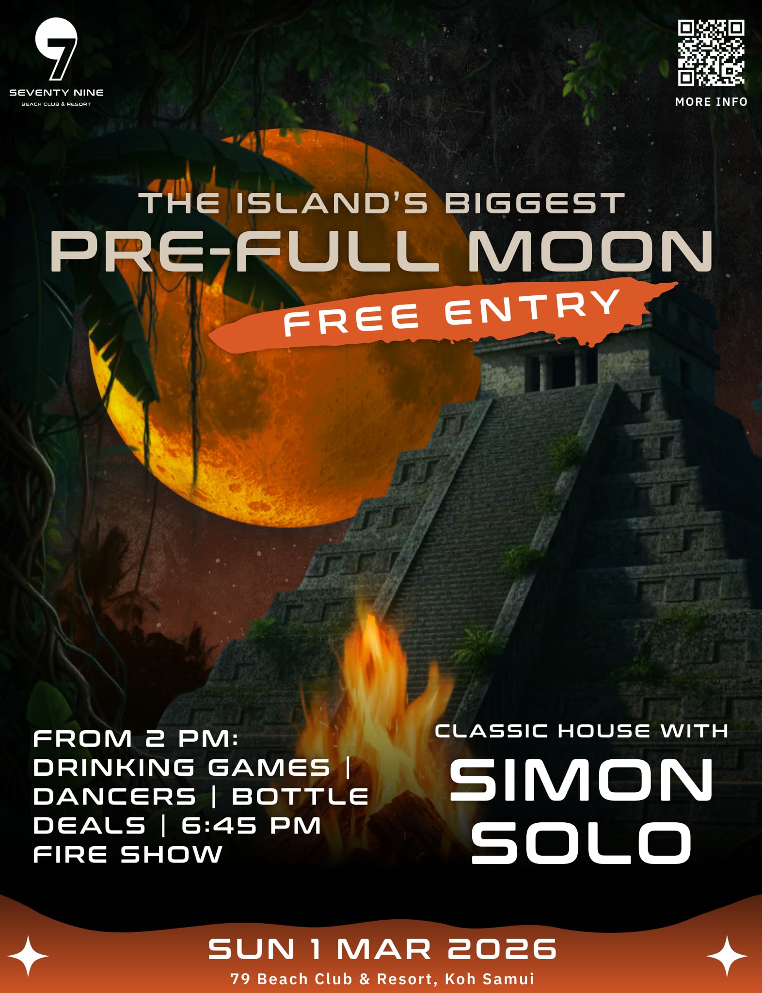 Pre-Full Moon Party with Simon Solo flyer