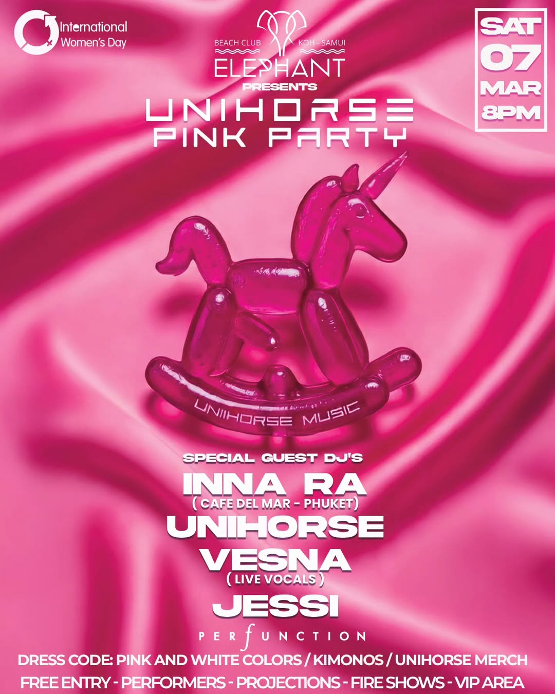 Unihorse Pink Party at Elephant Beach Club flyer